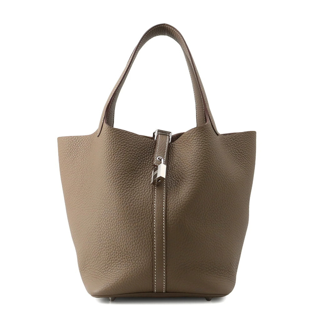Hermes Picotin Lock MM Handbag, Etoupe, Taurillon Clemence Leather, W Stamp. ...